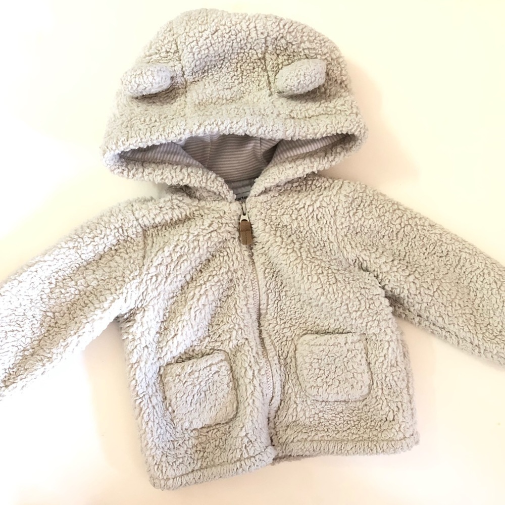 Carters beige teddy bear hoodie Sherpa coat baby toddler